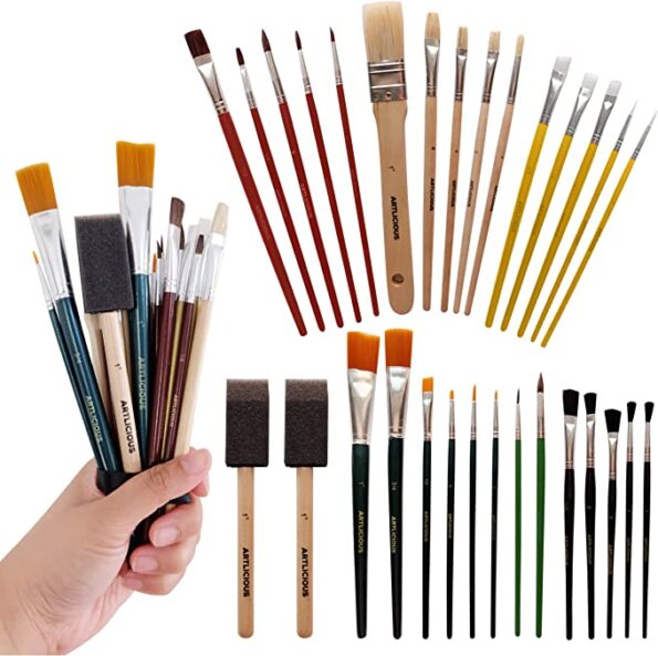 30 Pieces Flat Tip Paint Brushes Large