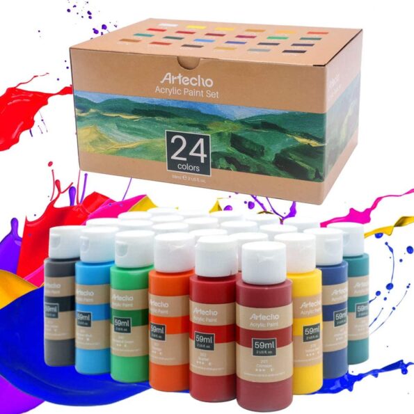 Acrylic Paint Set, Caliart 24 Colors (59ml, 2oz)