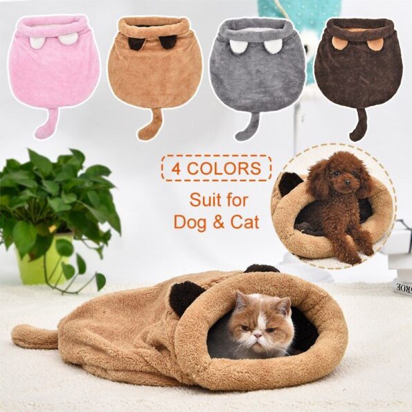 Cat Sleeping Bag Self-Warming Kitty Sack Brown